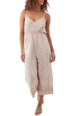 O'Neill Camile Animal Print Wide Leg Jumpsuit in Almond