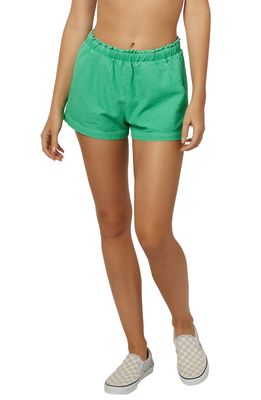 O'Neill Carlene Paperbag Waist Linen & Cotton Shorts in Gumdrop Green