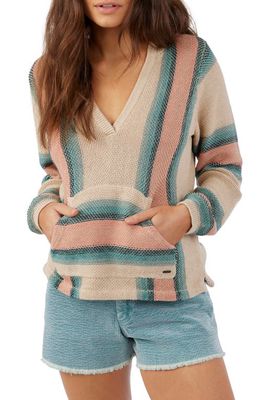 O'Neill Catamaran Stripe Hoodie in Beige/Aqua Trellis