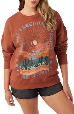 O'Neill Choice Sun Print Cotton Graphic Sweatshirt in Rustic Brown