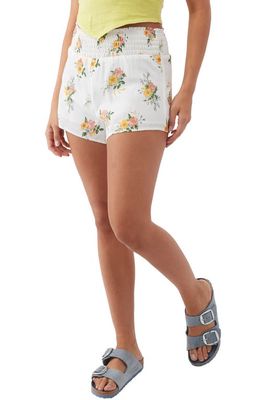 O'Neill Cove Roses Smocked Waist Shorts in Winter White