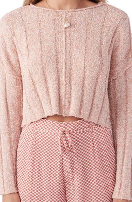 O'Neill Dellian Mélange Roll Neck Crop Sweater in Pink Sand