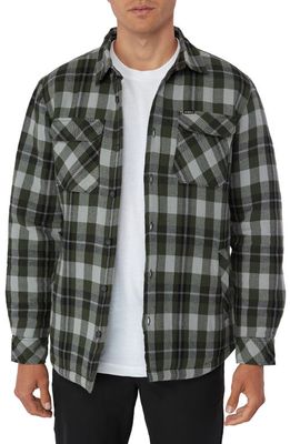 O'Neill Dumore Plaid Shirt Jacket in Dark Olive