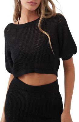 O'Neill Erin Crop Knit Cover-Up Top in Black