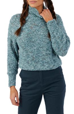 O'Neill Floris Marl Open Stitch Turtleneck Sweater in Deep Teal