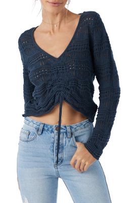 O'Neill Harbor Open Stitch Cinch Front Sweater in Slate