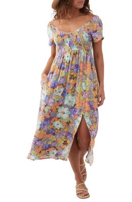 O'Neill Hayzel Floral Smocked Midi Dress in Multi Colored