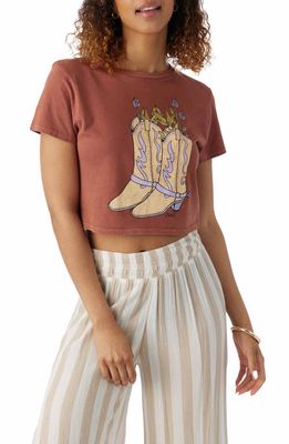 O'Neill Howdy Crop Cotton Graphic T-Shirt in Rustic Brown