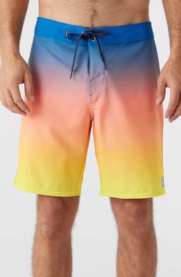 O'Neill Hyperfreak Heat Fade Swim Trunks in Coral Multi