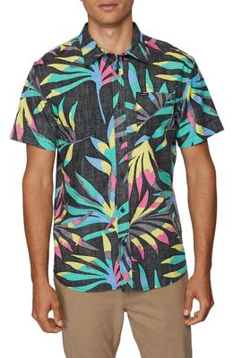 O'Neill Incognito Leaf Short Sleeve Button-Up Shirt in Black