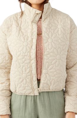 O'Neill Jaxson Floral Quilted Bomber Jacket in Cement