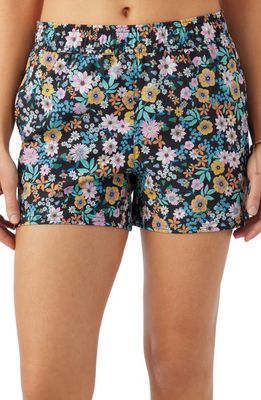 O'Neill Jetties Floral Print Cover-Up Shorts in Black