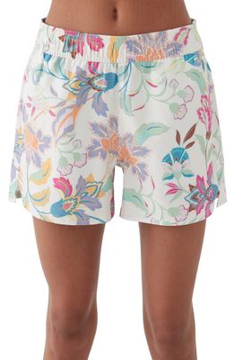 O'Neill Jetties Floral Print Cover-Up Shorts in Vanilla