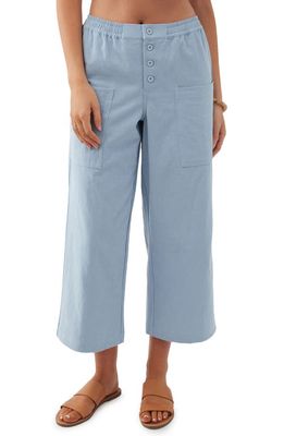 O'Neill Jinnie Crop Wide Leg Linen & Cotton Pants in Chambray
