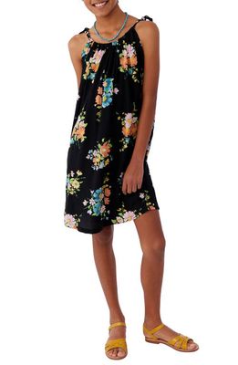O'Neill Kailin Floral Print Ruched Dress in Black