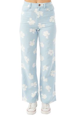 O'Neill Kelcey Floral High Waist Stretch Cotton Chambray Pants