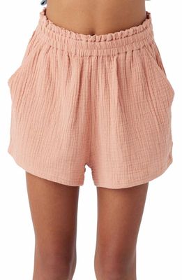 O'Neill Kids' Carlita Cotton Gauze Shorts in Pink Sand