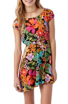 O'Neill Kids' Floral Fit & Flare Dress in Black Multi Colored