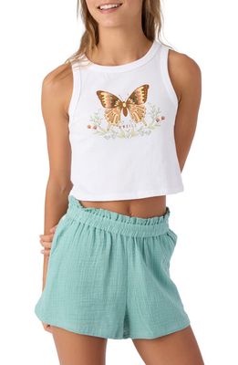O'Neill Kids' Foliage Butterfly Cotton Graphic Crop Tank in White