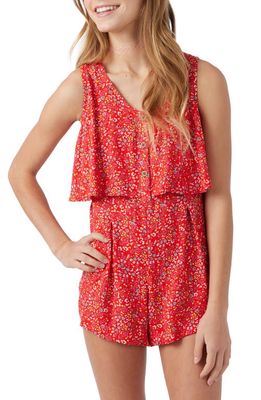 O'Neill Kids' Freya Floral Romper in Red Hot