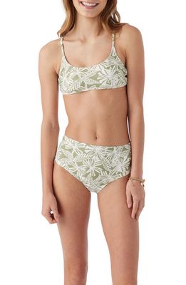 O'Neill Kids' Half Moon Tropical Two-Piece Swimsuit in Oil Green