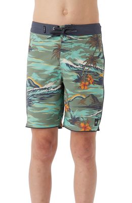 O'Neill Kids' Hyperfreak Mysto Scallop Floral Board Shorts in Sage