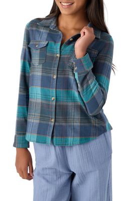 O'Neill Kids' Lonnie Plaid Cotton Flannel Button-Up Shirt in Slate