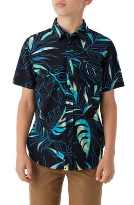 O'Neill Kids' Oasis Floral Short Sleeve Button-Up Shirt in Black 2