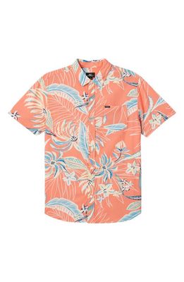 O'Neill Kids' Oasis Floral Short Sleeve Button-Up Shirt in Coral