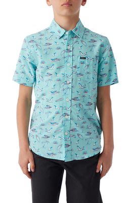 O'Neill Kids' Oasis Floral Short Sleeve Button-Up Shirt in Sky