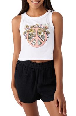 O'Neill Kids' Peace Flower Cotton Graphic Crop Tank in White