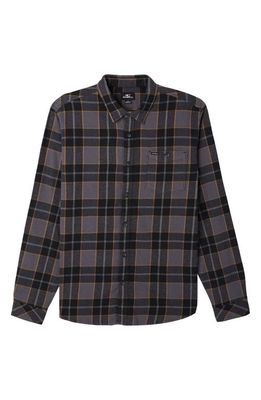 O'Neill Kids' Redmond Plaid Stretch Flannel Button-Up Shirt in Black