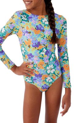 O'Neill Kids' Sami Floral Twist Back One-Piece Rashguard Swimsuit in Multi Colored