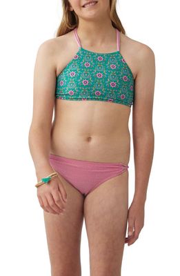 O'Neill Kids' Sequoia Floral Braided Strap Two-Piece Swimsuit in Bluegrass