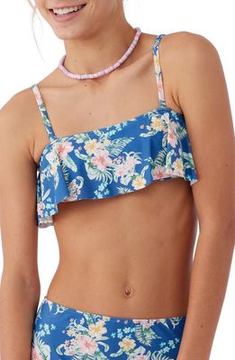 O'Neill Kids' Tulum Tropical Ruffle Two-Piece Swimsuit in Classic Blue