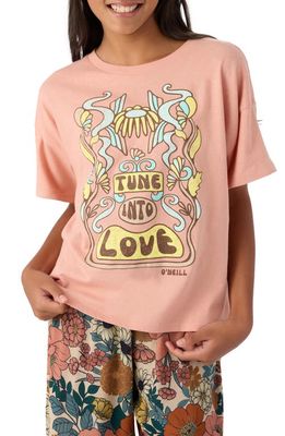 O'Neill Kids' Tune In Cotton Graphic T-Shirt in Pink Sand