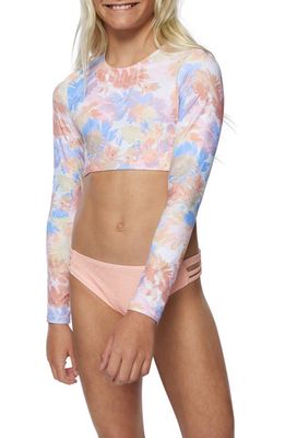 O'Neill Kids' Wildflowers Long Sleeve Two-Piece Swimsuit in Multi Colored