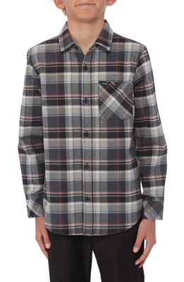 O'Neill Kids' Winslow Plaid Cotton Flannel Button-Up Shirt in Black