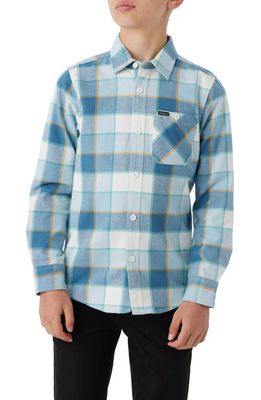 O'Neill Kids' Winslow Plaid Flannel Button-Up Shirt in Dust Blue