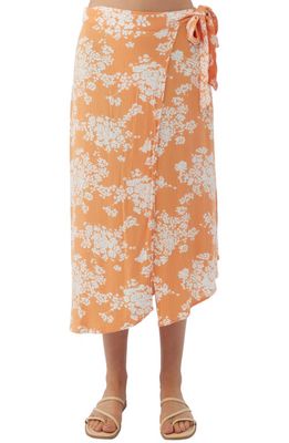 O'Neill Lena Floral Wrap Midi Skirt in Tangerine