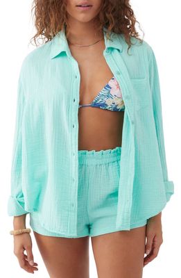 O'Neill Leni Cotton Gauze Button-Up Shirt in Ocean Wave