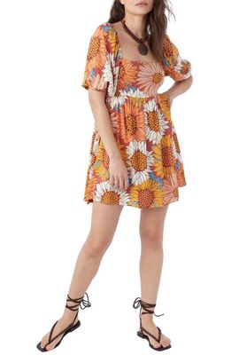 O'Neill Manda Floral Back Cutout Babydoll Dress in Dusty Cedar