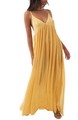 O'Neill Mel Semisheer Maxi Cover-Up Dress in Bright Gold