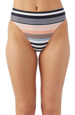 O'Neill Merhaba Stripe High Cut Bikini Bottoms in Black Multi Colored