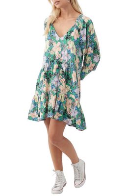 O'Neill Merla Floral Tiered Long Sleeve Shift Dress in Jade