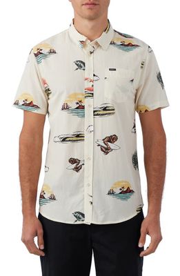 O'Neill Modern Fit Artist Oasis Short Sleeve Button-Up Shirt in Cream