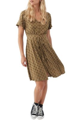 O'Neill Nicolette Butterfly Print Fit & Flare Dress in Olive