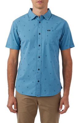 O'Neill Quiver Stretch Dobby Button-Up Shirt in Blue Shadow