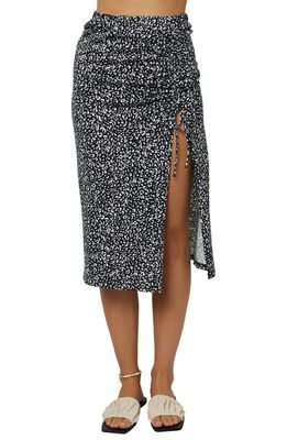 O'Neill Romero Animal Print Side Ruched Skirt in Night Sky
