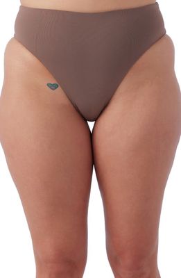 O'Neill Saltwater Solids Max High Cut Bikini Bottoms in Deep Taupe